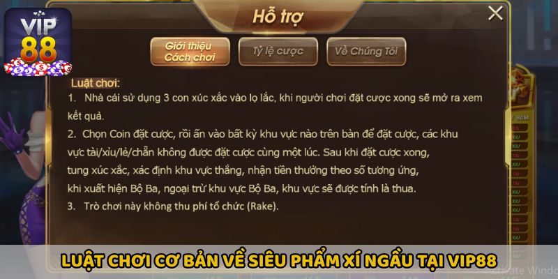 Luật chơi cơ bản về siêu phẩm xí ngầu tại Vip88