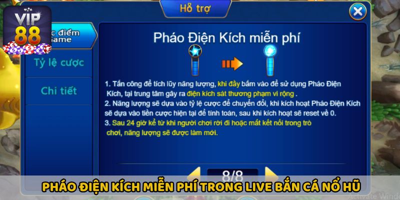 Tính năng pháo điện kích miễn phí trong Live Bắn Cá Nổ Hũ