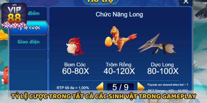 Tỷ lệ cược trong tất cả các sinh vật trong gameplay
